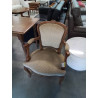 CABRIOLET BOIS CAPITONNÉ TISSU TAUPE STYLE RÉGENCE 