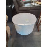 TABLE BASSE RONDE CORDAGE TRESSÉ BLANC PLATEAU MARBRE BLANC