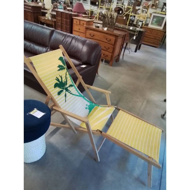 CHILIENNE BOIS CLAIR TISSU JAUNE