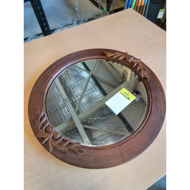 MIROIR ROND BOIS SCULPTÉ 