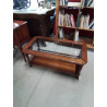TABLE BASSE RECTANGULAIRE 2 NIVEAUX BOIS DESSUS VERRE