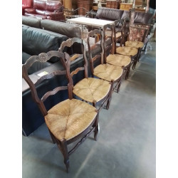 6 CHAISES BOIS PAILLÉ...