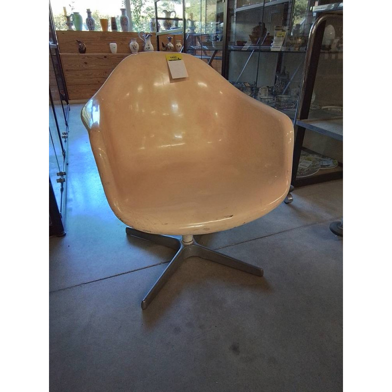 FAUTEUIL COQUE FIBRE DE VERRE PIÈTEMENT MÉTAL ANNÉES 50/60