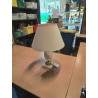 LAMPE BALUSTRE CÉRAMIQUE MARMOREENNE ET LAITON AJ ECRU A LISERÉ DORÉ DRIMMER 