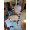 FAUTEUIL DE CHEMINÉE BOIS SCULPTÉ ASSISE ET DOSSIER CANNÉ STYLE RÉGENCE 