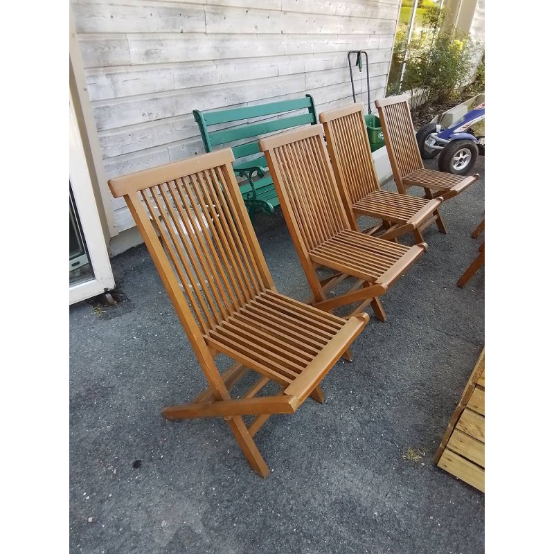 CHAISE DE JARDIN PLIANTE BOIS CLAIR ASSISE ET DOSSIER AJOURÉ 