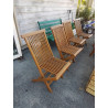 CHAISE DE JARDIN PLIANTE BOIS CLAIR ASSISE ET DOSSIER AJOURÉ 
