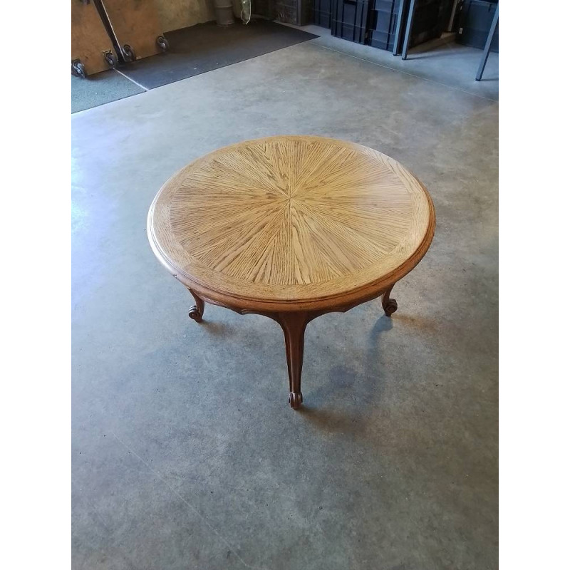 TABLE BASSE RONDE BOIS PIEDS ESCARGOT STYLE RÉGENCE 