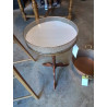 GUERIDON ROND A GALERIE PIÈTEMENT BOIS TRIPODE DESSUS MARBRE BLANC