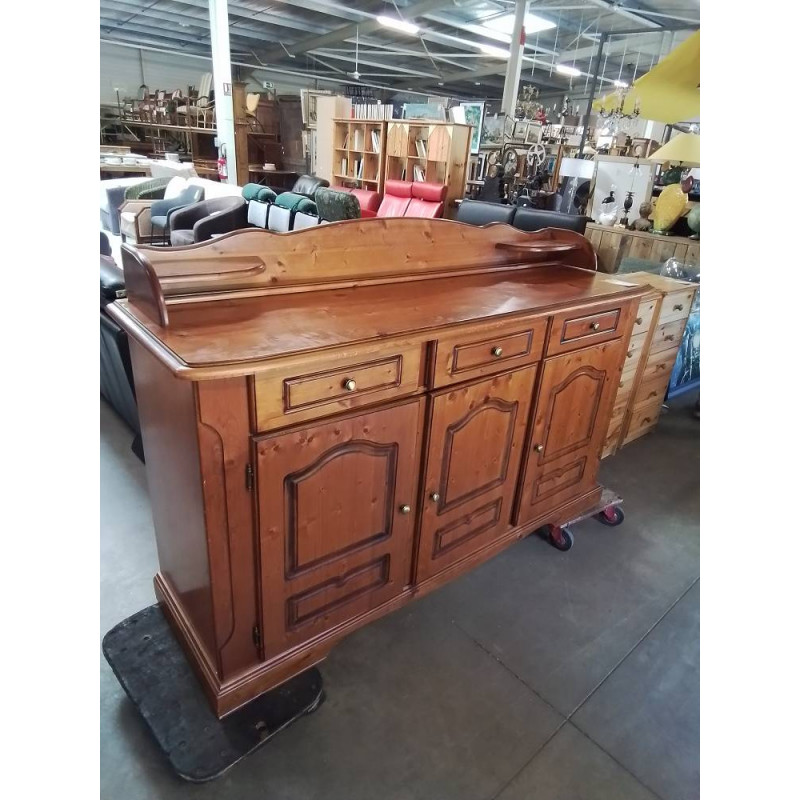 ENFILADE BOIS MOULURÉ A GRADIN 3 TIROIRS 3 PORTES