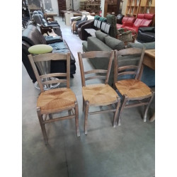 3 CHAISES BOIS PAILLÉ...