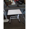 TABLE DE LIT A ROULETTES RÉGLABLE HAUTEUR MÉTAL ET BOIS BLANC