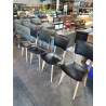 4 CHAISES PIÈTEMENT BOIS ASSISE ET DOSSIER SKAÏ NOIR ANNÉES 50
