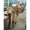 PAIRE DE PIEDESTALS BOIS GARNITURES BRONZE DESSUS MARBRE