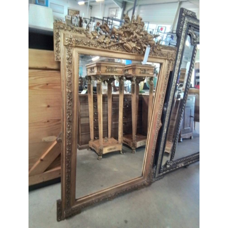MIROIR STYLE LOUIS XVI BOIS ET STUC DORÉ FIN XIXE 87X123