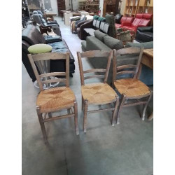 3 CHAISES BOIS PAILLÉ...