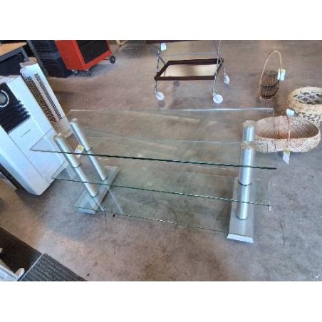 MEUBLE TV  VERRE ET ACIER BROSSÉ 3 NIVEAUX SPECTRAL ST 121ALSI